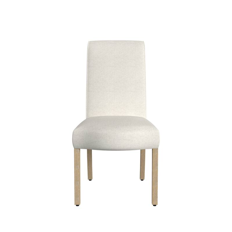 Jay Dining Chair Set of 2, Scalloped Details, Cream White Woven Fabric
