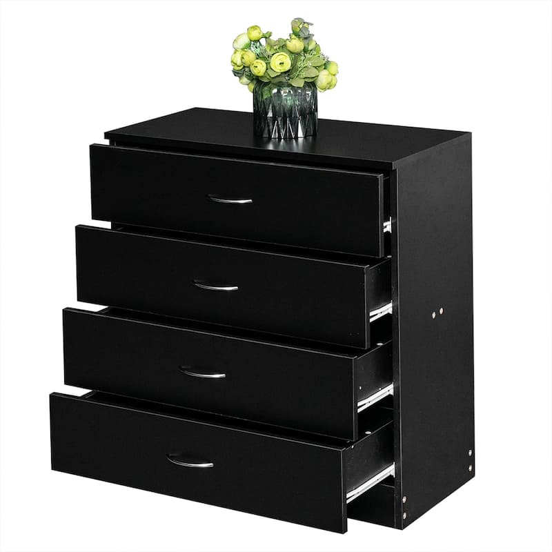 Modern Wood 4-Drawer Storage Nightstand