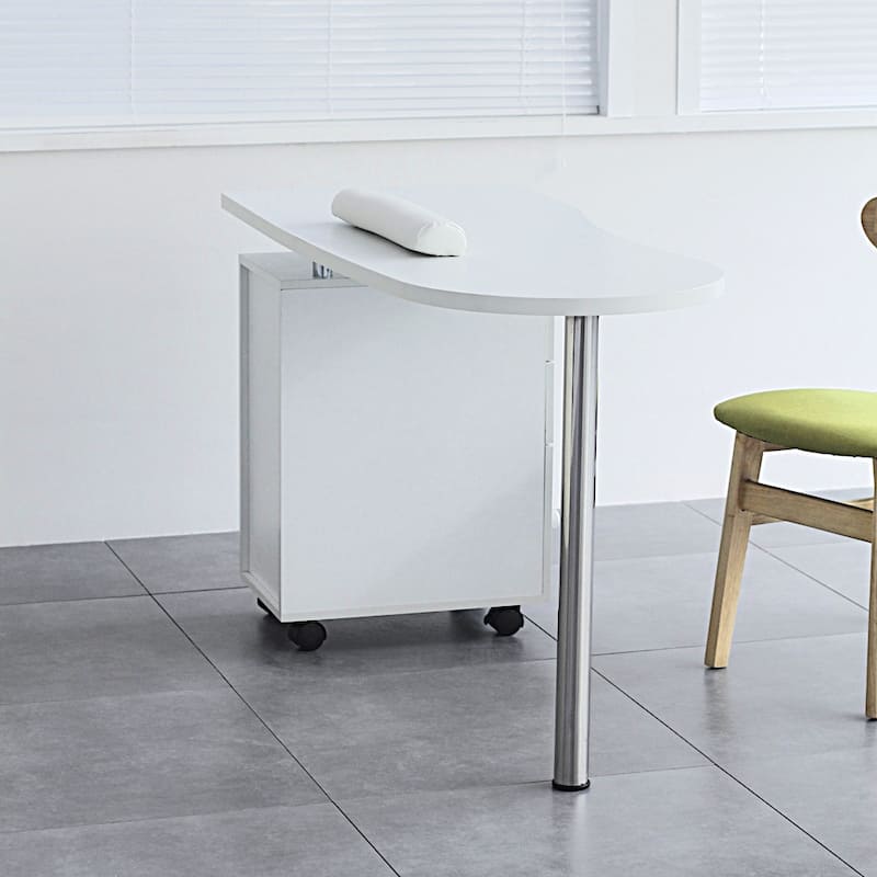 Manicure Nail Table Computer Desk with 2 Drawer White