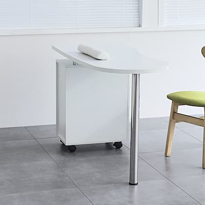 Manicure Nail Table Computer Desk with 2 Drawer White