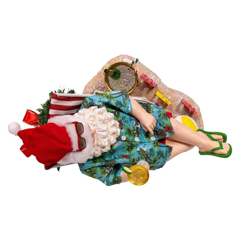 Kurt Adler 8.5-Inch Fabriche Santa Sitting on Beach Chair