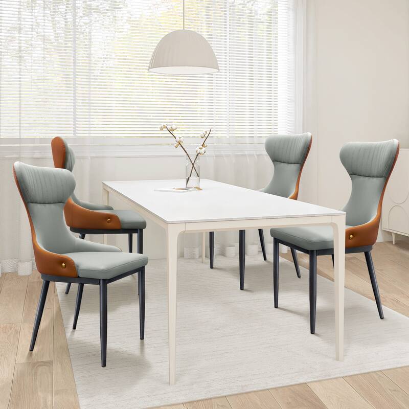 Hello Laura Modern Wingback Gray Dining Chairs - Comfortable Tufted Back (Set of 2) - N/A - Set of 2 - Grey - Dining Height