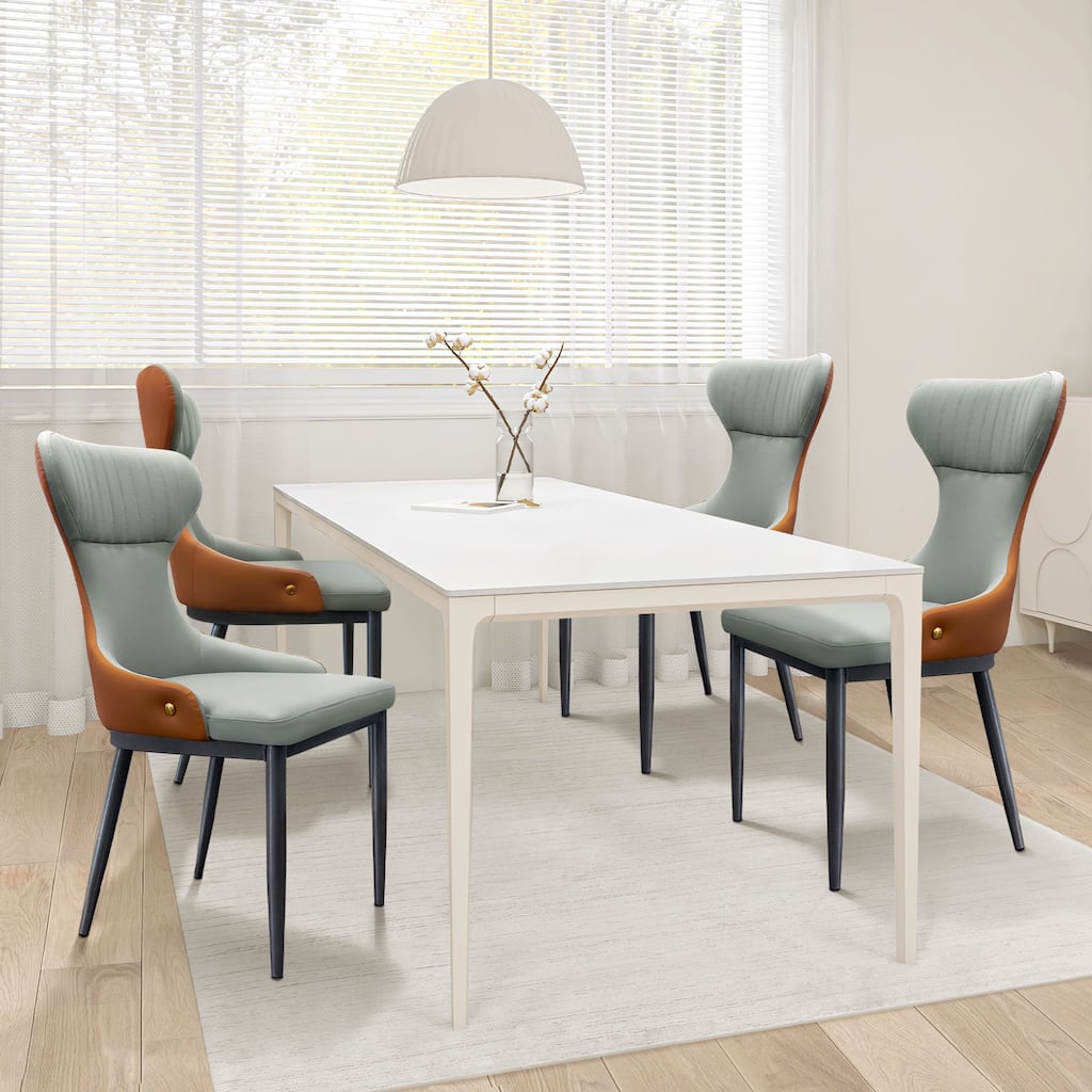 Hello Laura Modern Wingback Gray Dining Chairs - Comfortable Tufted Back (Set of 2)
