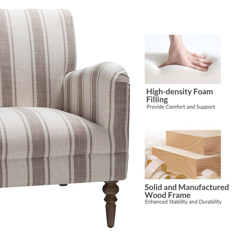 Seip Transitional Striped Arm Chair with Spindle Wood Legs Set of 2 by HULALA HOME