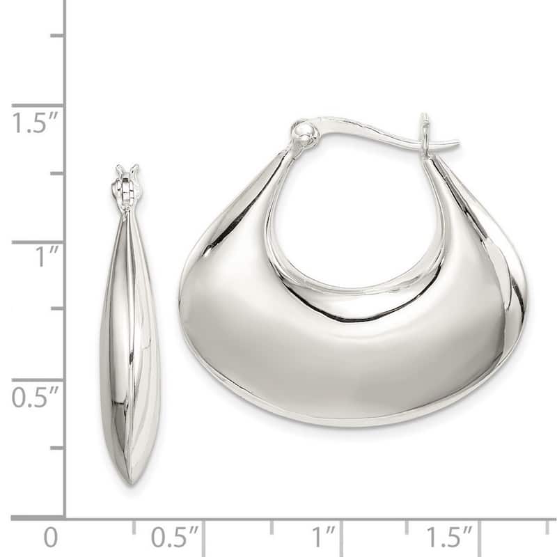 Curata 925 Sterling Silver 30x32mm Polished Hinged Hoop Earrings