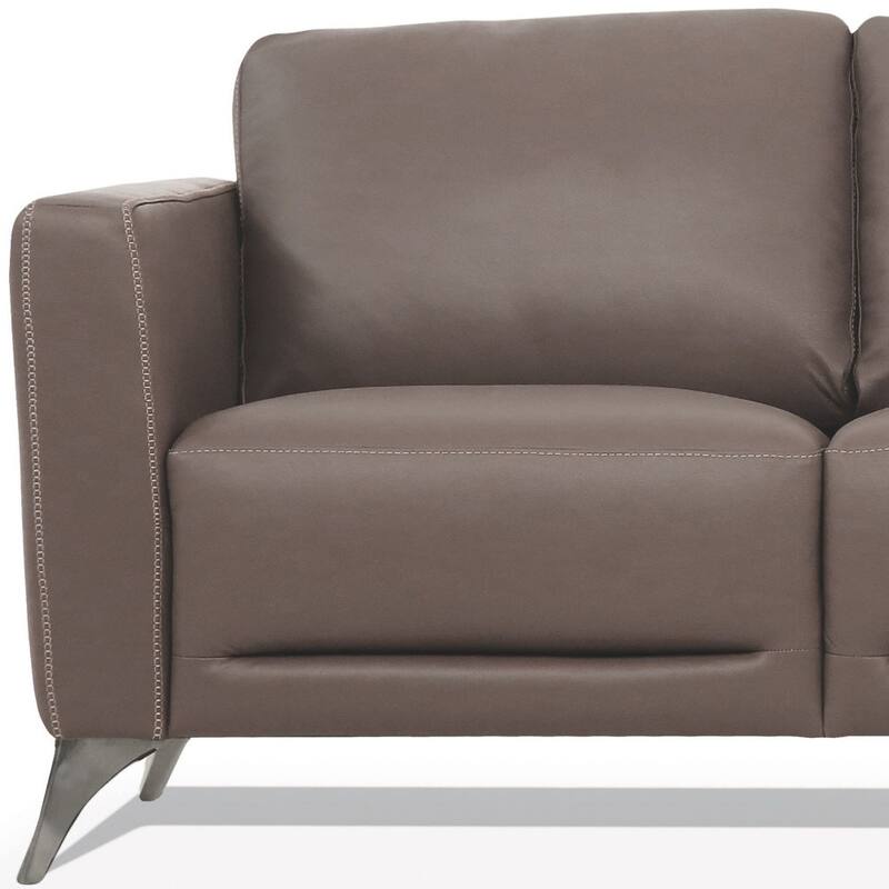 HomeRoots 83" Taupe Leather Sofa With Black Legs - 83