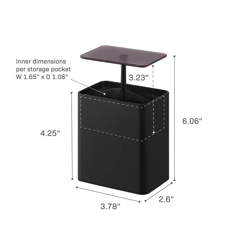 Yamazaki Home Cotton Swab Push-Top Case, ABS Plastic, 200 cotton swabs, Lid - L 2.6 x W 3.78 x H 4.25 inches