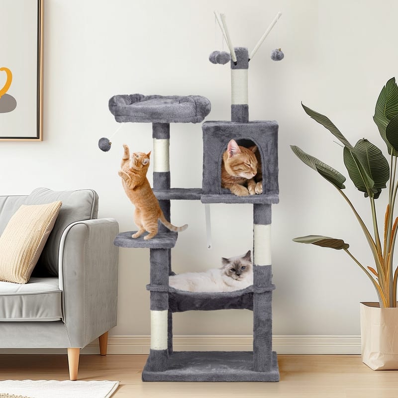 57 inch Cat Tree Cat Tower for Indoor Cats Dark Grey