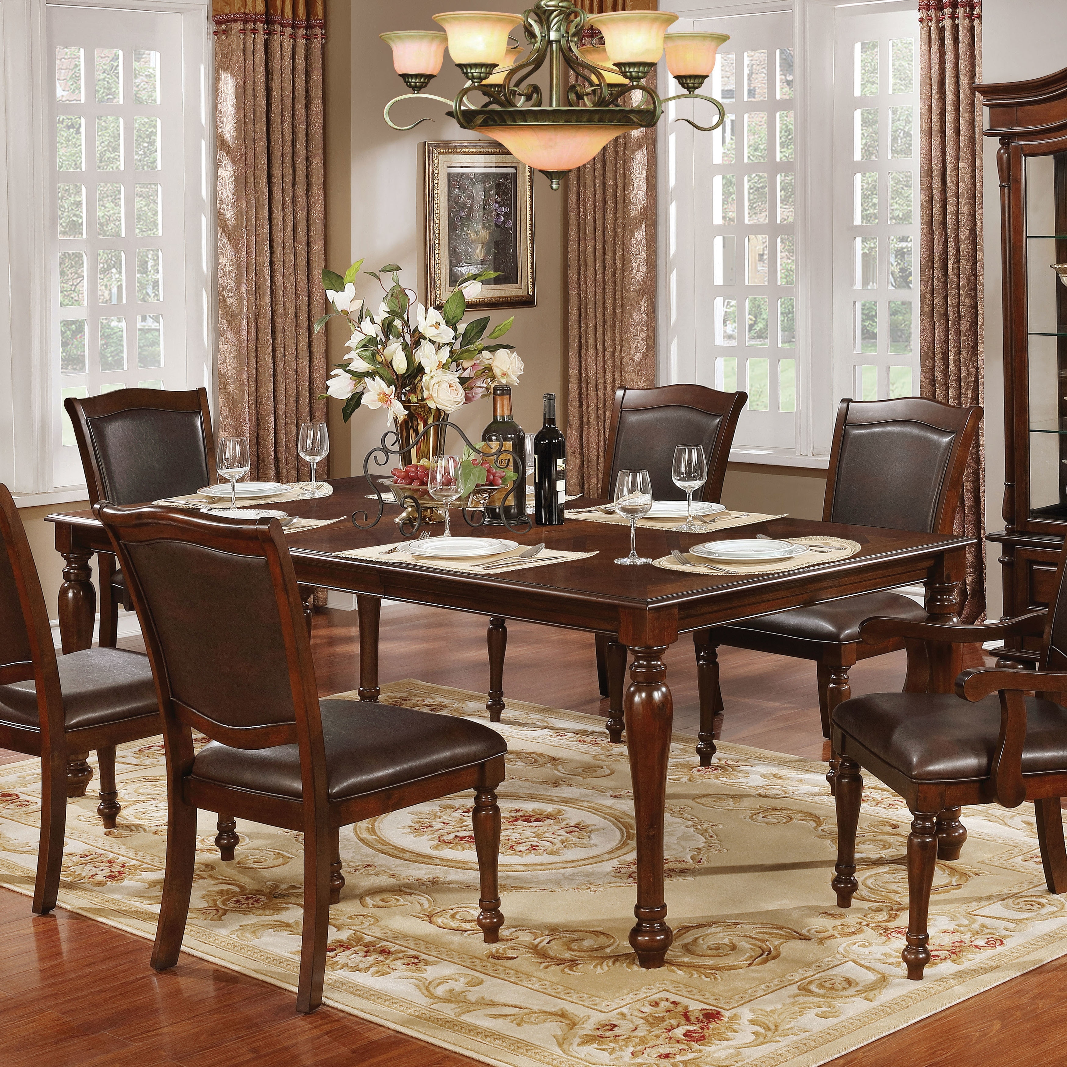 Furniture of America Roke Cherry 84-inch Wood Expandable Dining Table (Table Only)