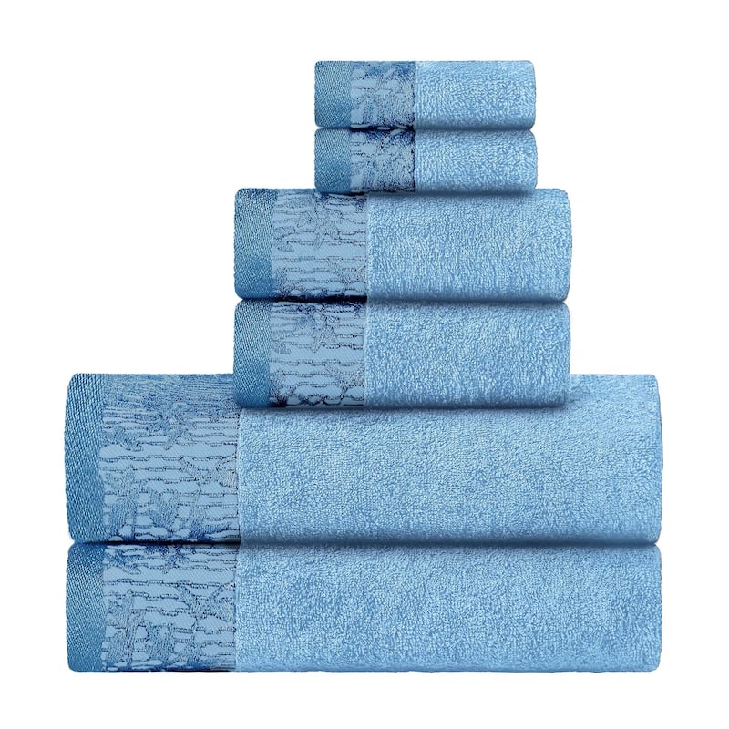 Superior Wisteria Cotton Floral Jacquard 6 Piece Bathroom Towel Set