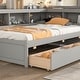 preview thumbnail 29 of 43, Wood Platform Bed with L-shaped Bookcases and Drawers