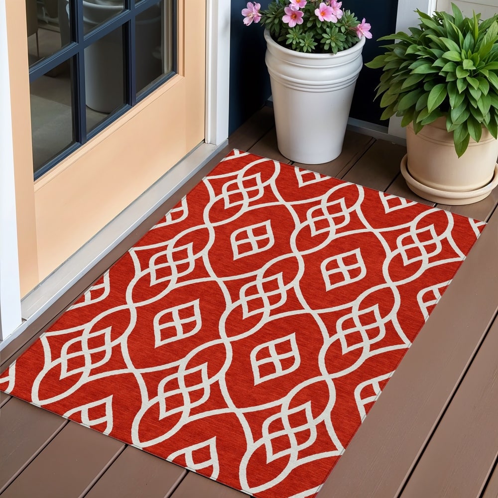 HomeRoots Trellis Transitional Rectangle Outdoor Rug