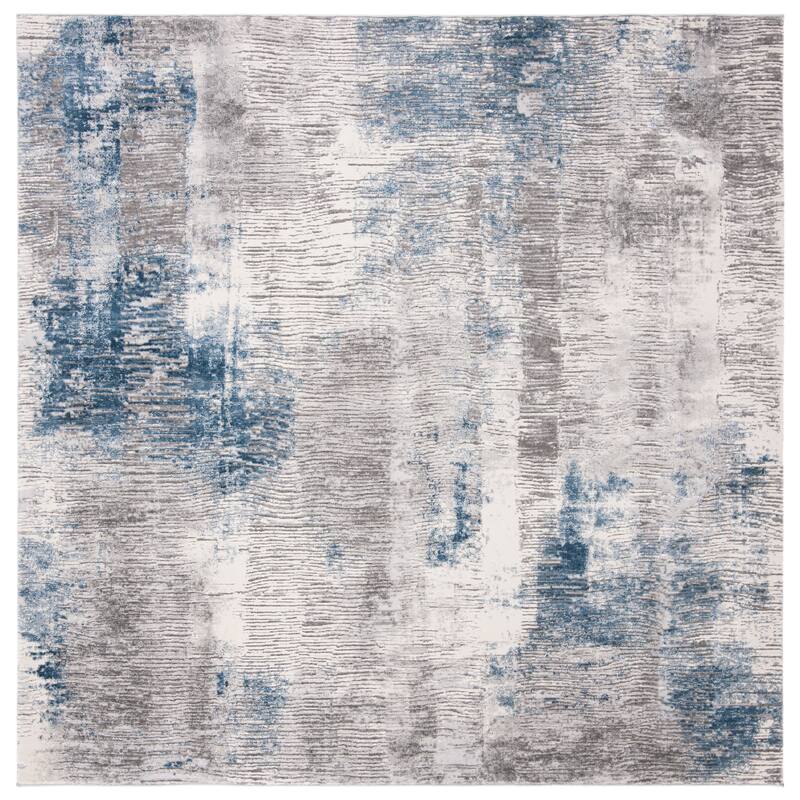 SAFAVIEH Invista Gwenda Modern Contemporary Abstract Textured Rug - 6'7" Square - Grey/Ivory