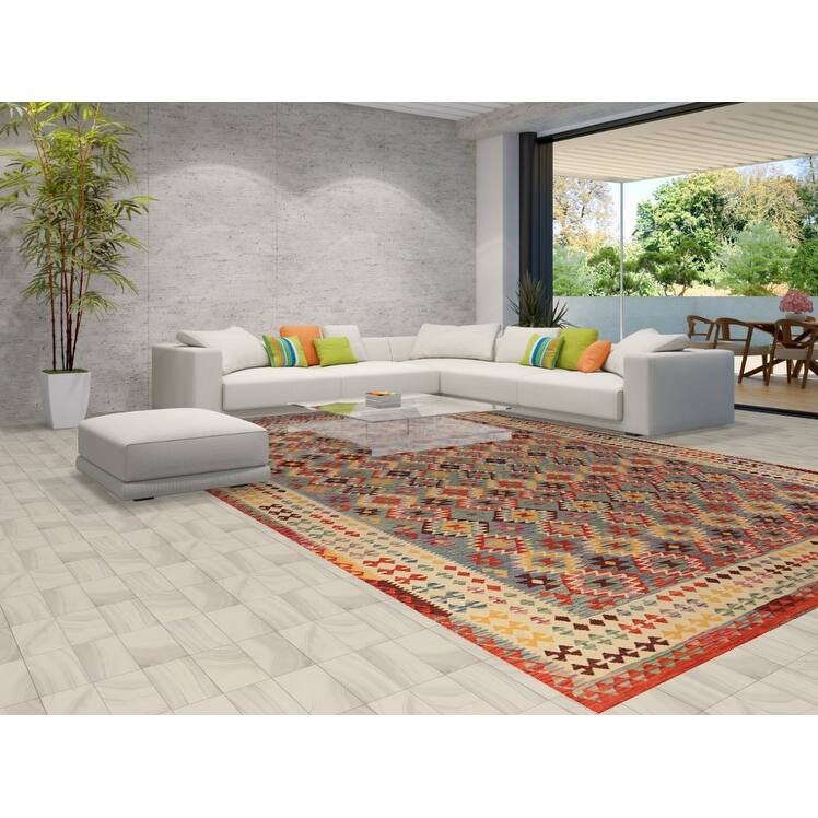 Kilim Oriental Large Rug Flatweave Tribal Wool Carpet - 9'10"x 16'3"