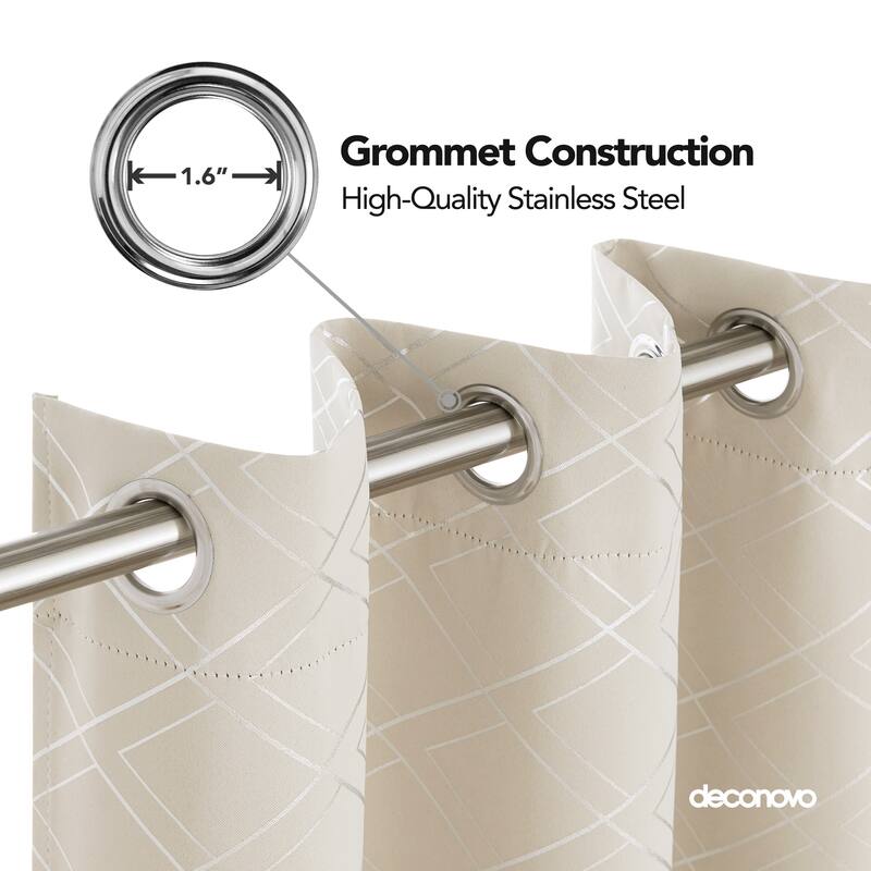 Deconovo Silver Geometric Curtain Panel Pair(2 Panel)