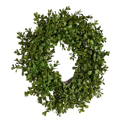 Faux Boxwood Wreath, 13 Inch Diameter