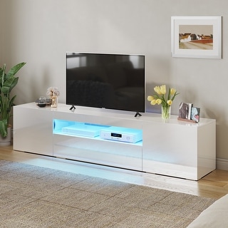 Moasis 70-inch High Glossy Wood TV Stand LED Entertainment Center Media Console