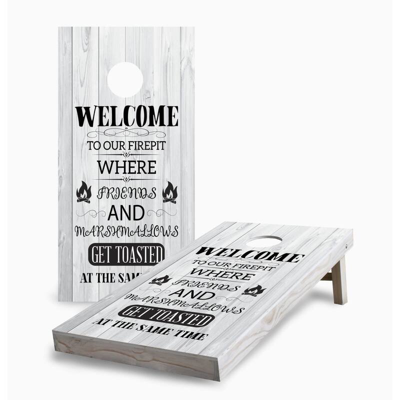 Campfire with Friends Cornhole Game (Choose Wraps or Boards) - 2x4 Boards (24" x 48") - Include Edge Lights
