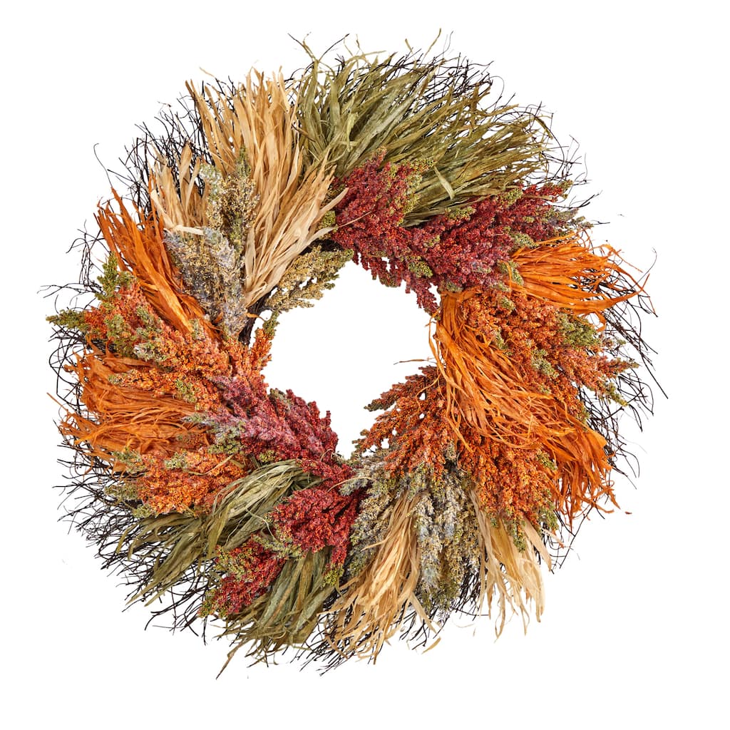 26" Fall Sorghum Harvest Autumn Artificial Wreath - 26