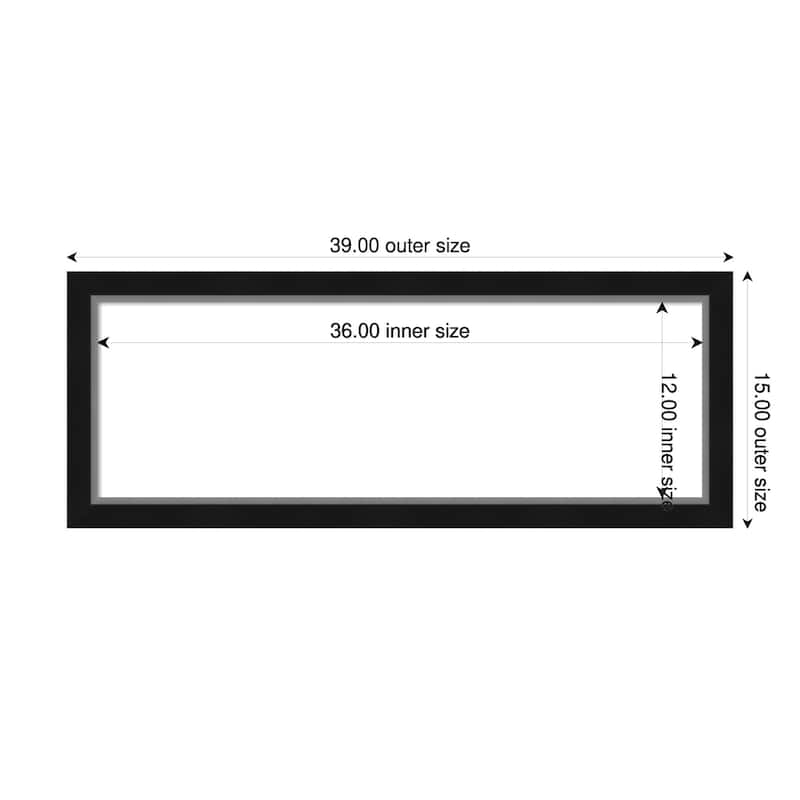 Amanti Art Eva Black Silver Narrow Framed Dry Erase Magnetic Board - 39 x 15 in - Eva Black Silver Narrow