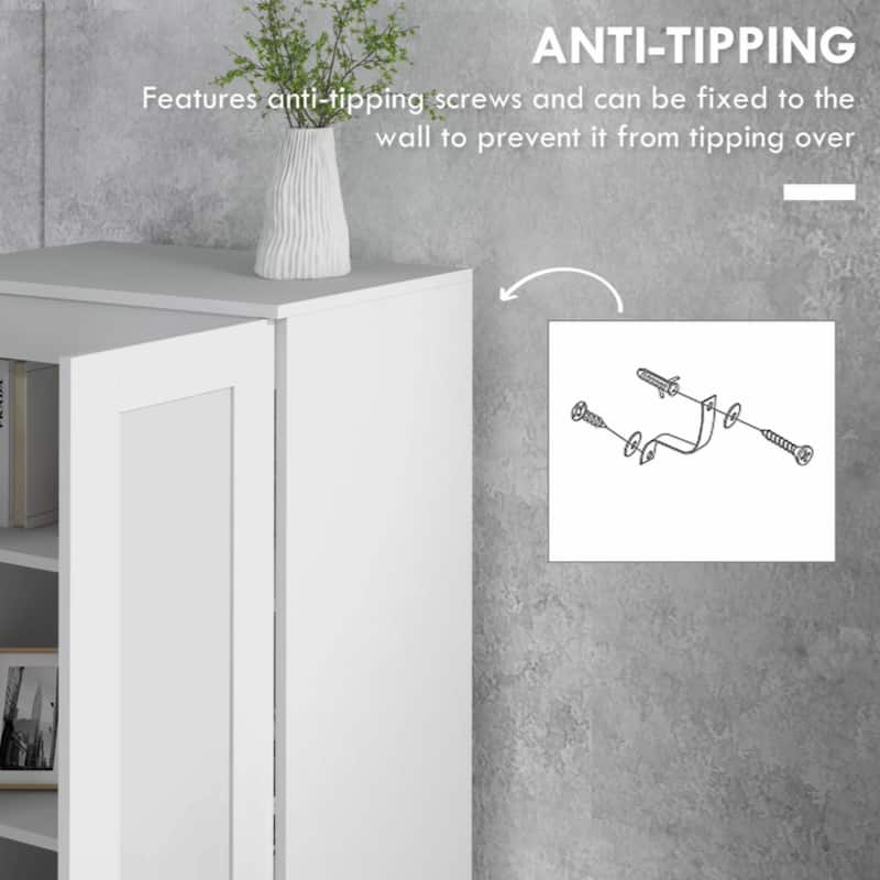 Tall Storage Cabinet with Movable Storage Shelves,White