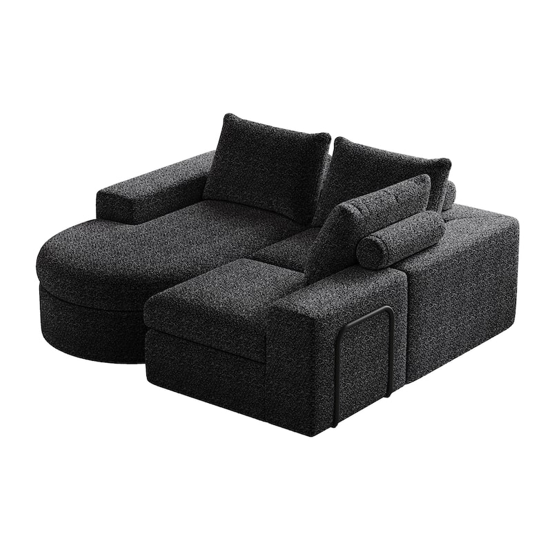 Chenille Cloud Deep Seat Couch L-shape Sectional Sofa w/ Curved Chaise