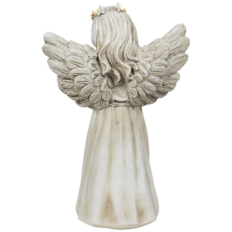 LED Lighted Angel Holding Heart Statue - 11.75"