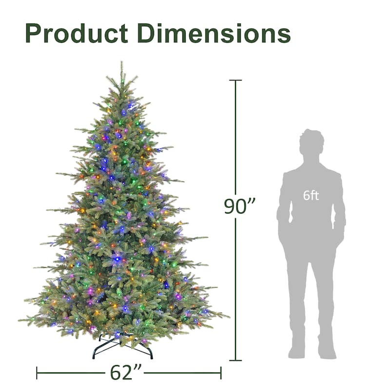 Puleo International 7.5' Pre-Lit Artificial Norwood Fir Tree with 1200 Dual-Color LED Lights