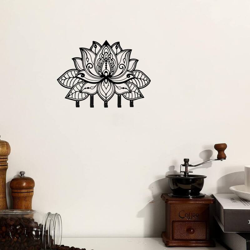 Wall-Mounted Metal Key Rack Flower Design For Home And Office - 12-24 Inch