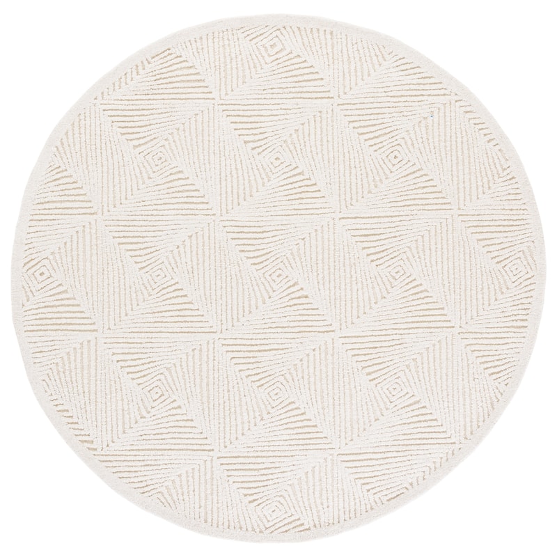SAFAVIEH Handmade Textural Angel Wool Rug - 6' Round - Ivory