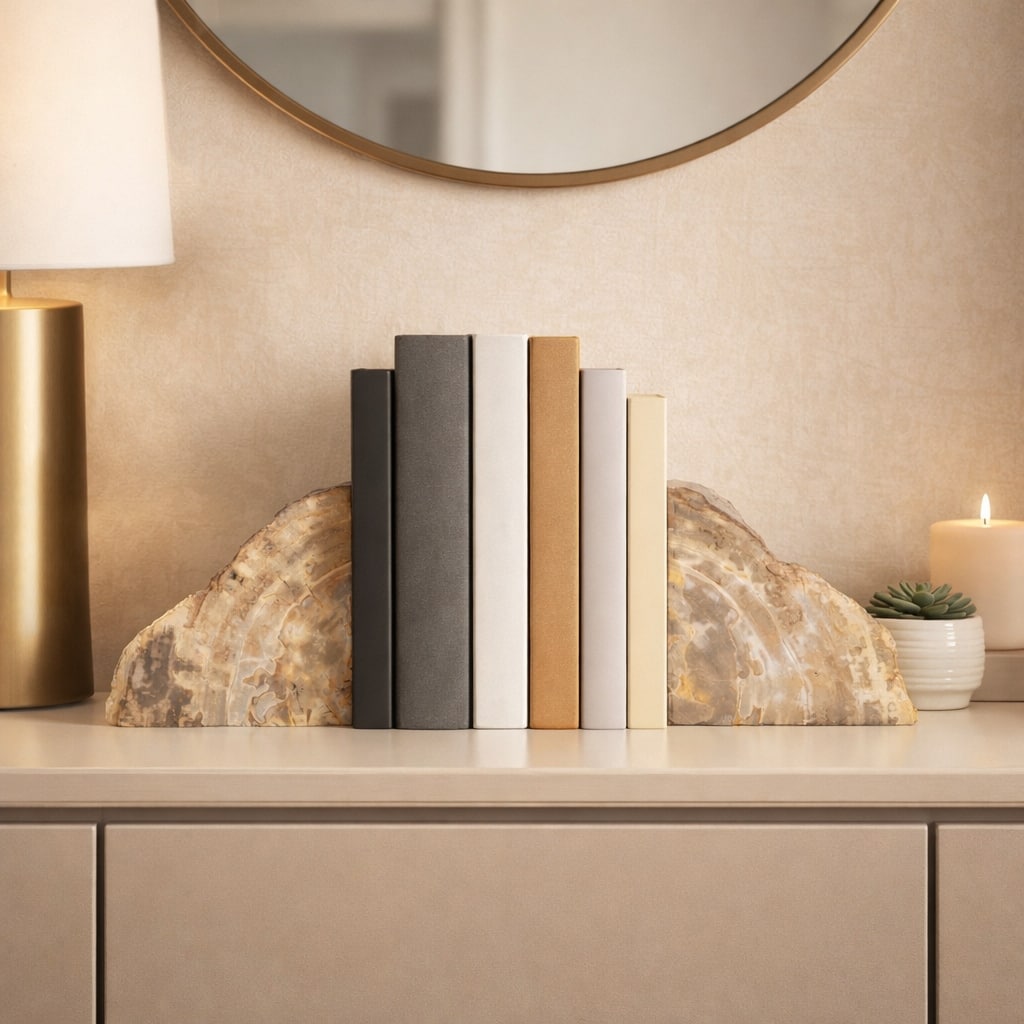 Carved Sculptural Decorative Book Ends - Set of 2, 6", Brown - 6.0"