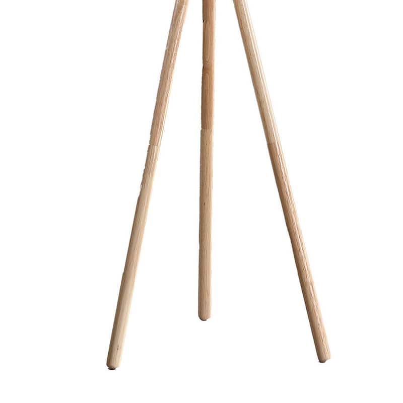 58 Inch Floor Lamp, Tall Glam Drum White Shade, Metal Tripod Body, Brown