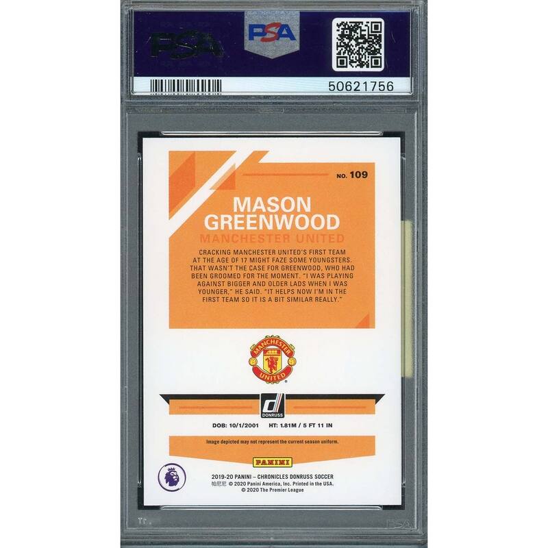 Mason Greenwood 2019 Panini Chronicles Rookie Card #109 PSA 10 - 8'6" x 11'6"