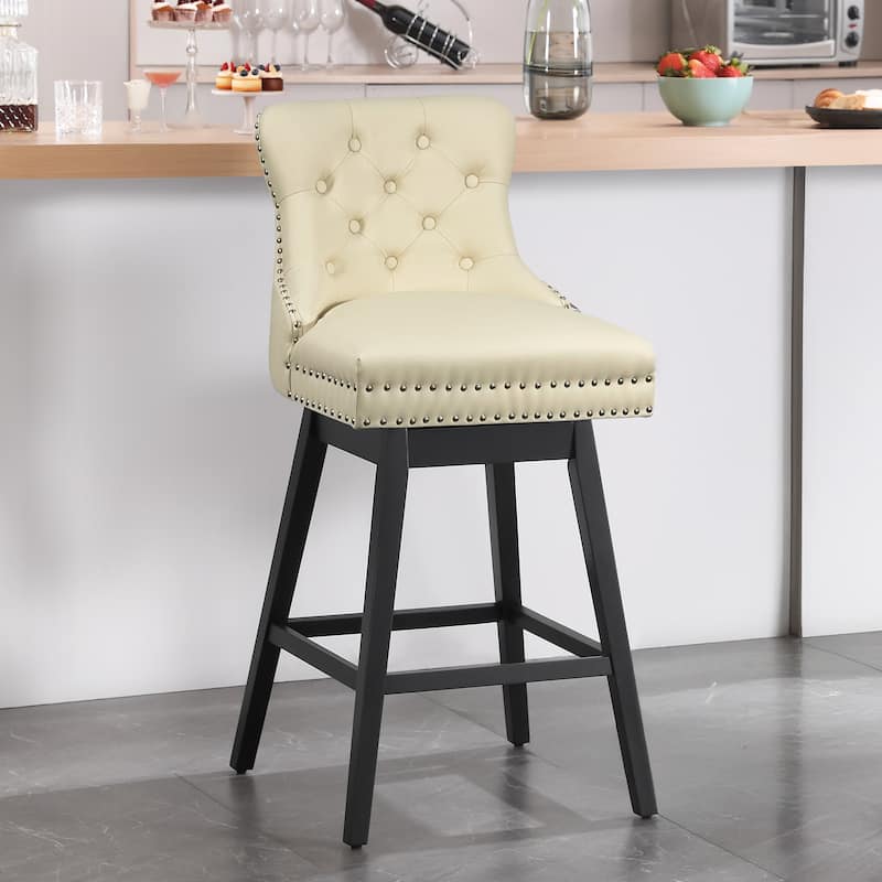 26"/29" Faux Leather Swivel Counter and Bar Height Stools (Set of 1/2/3/4) - Single - Beige - Counter Height
