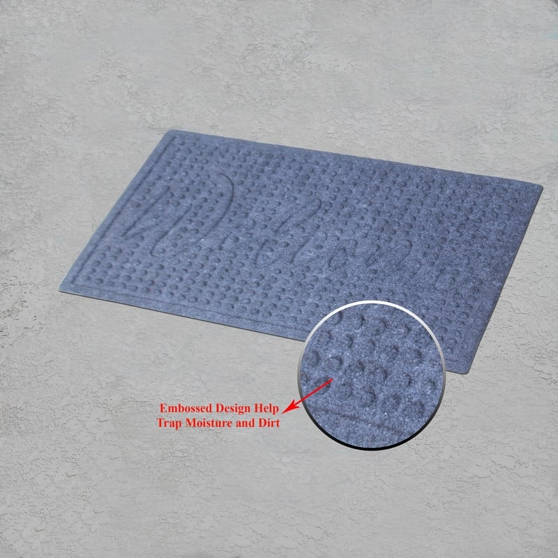 A1HC Water retainer Indoor/Outdoor Doormat, Skid Resistant, Easy to Clean, Catches Water and Debris, Grey - 24"X36"