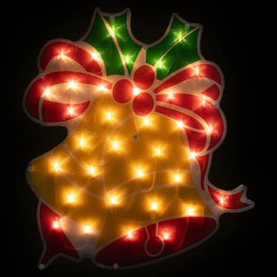 19" Lighted Christmas Bells Window Silhouette