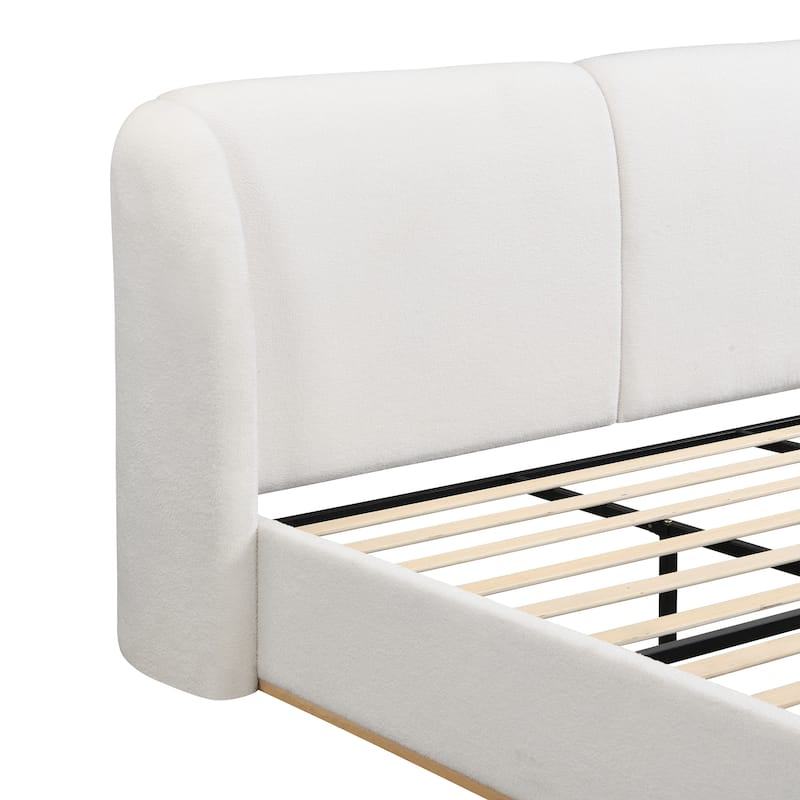 Christopher Knight Home - Valerian Boucle Upholstered Platform Bed with Double-Pillow Headboard