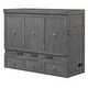 preview thumbnail 11 of 18, Murphy Bed with USB Port and a Large Drawer, Folding Bed, Gray