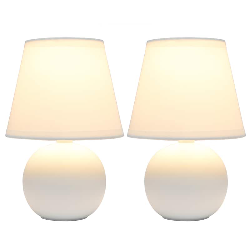 8.66" Petite Orb Lamp Two Pack Set w Matching Fabric Shade