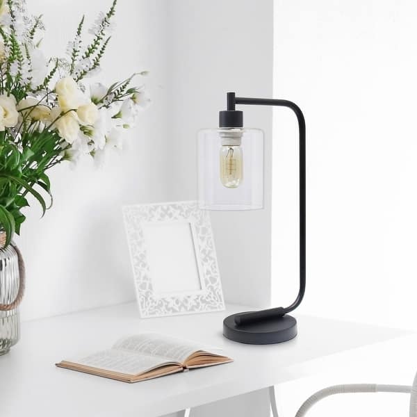 slide 2 of 14, Lalia Home Modern Iron Desk Lamp with Glass Shade