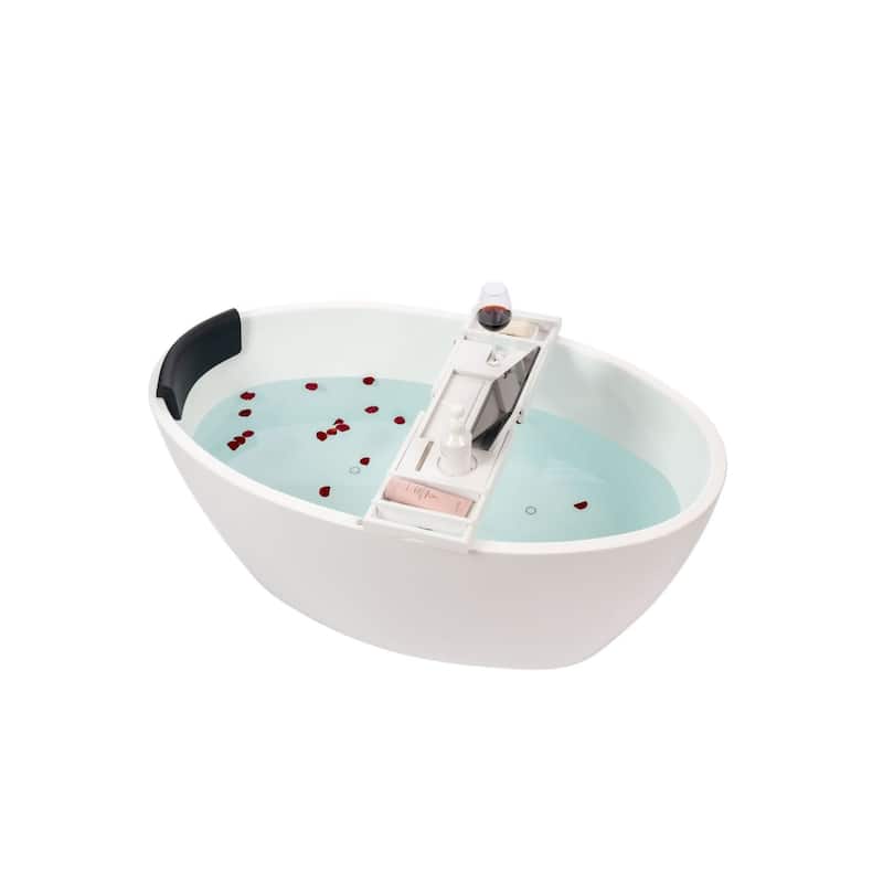 Vanity Art 55" Freestanding Acrylic Soaking Bathtub with Slotted Overflow & Pop-up Drain