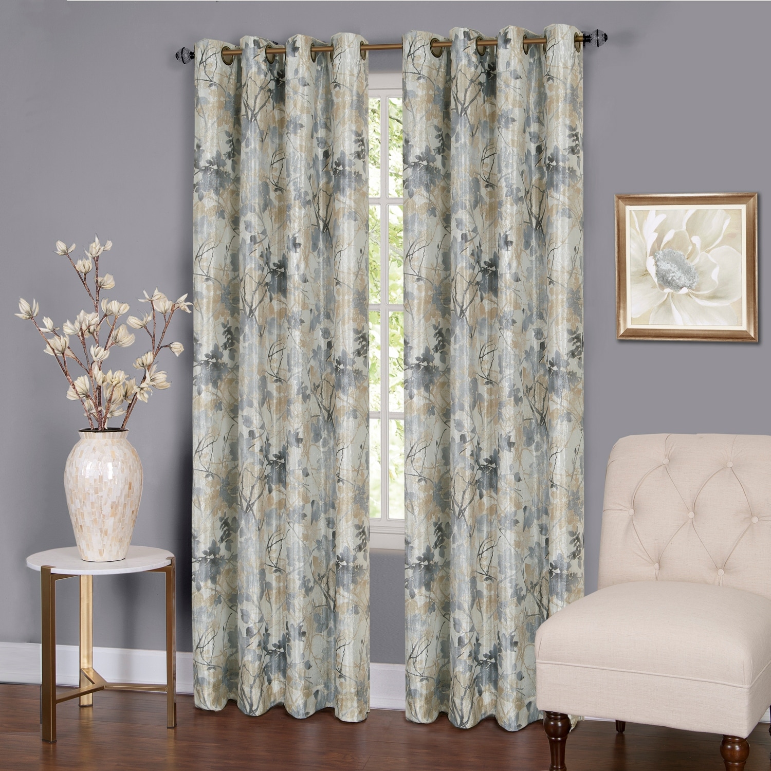 как выглядит Achim Tranquil Lined Grommet Curtain Panel фото