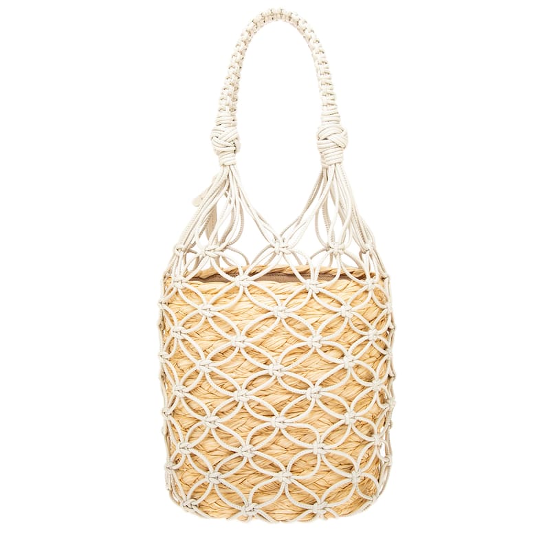 Miu Miu Leather and Raffia Bucket Bag