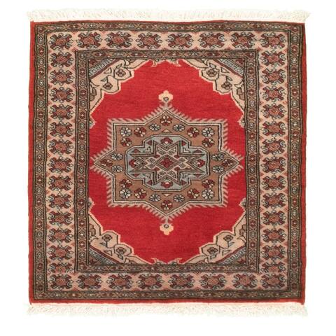 ECARPETGALLERY Hand-knotted Finest Peshawar Bokhara Red Wool Rug - 2'6 x 2'7