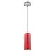 preview thumbnail 1 of 0, Access Lighting Glass`n Glass Cylinder - E26 LED Cord Pendant - Brushed Steel Finish - Clear and Red Glass Shade Red
