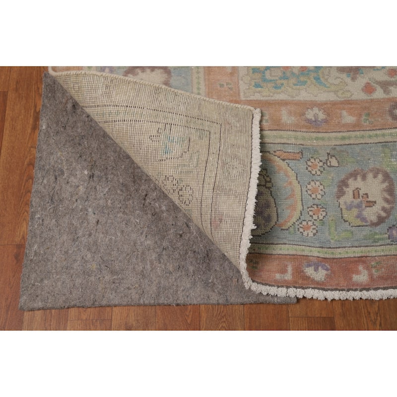 Blue Tabriz Persian Vintage Rug Hand-Knotted Wool Carpet - 9'9" x 13'1"