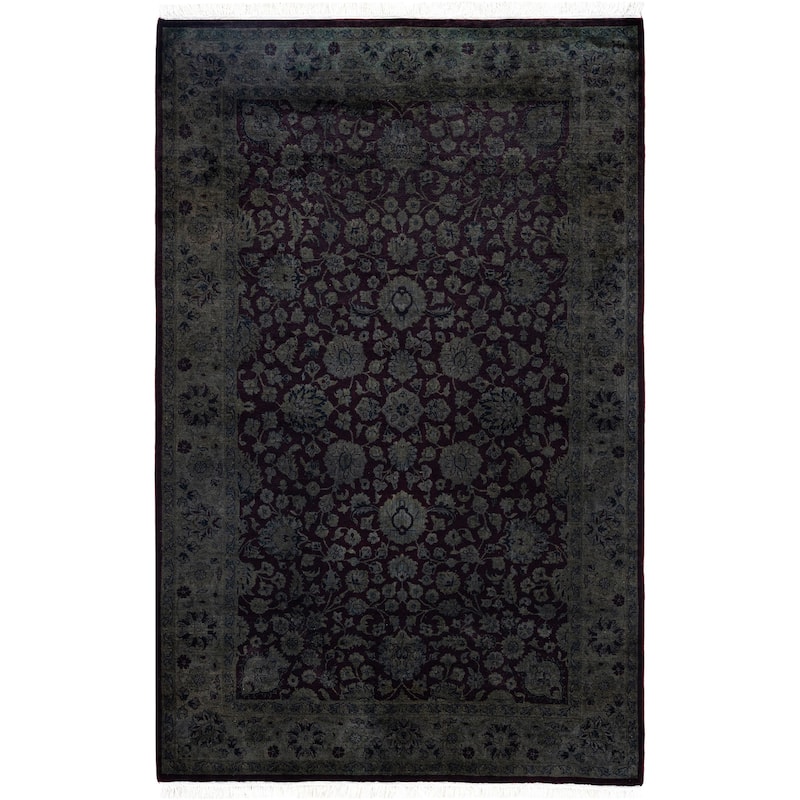 Overdyed One-of-a-Kind Hand-Knotted Area Rug - Gray - 4' 1" x 6' 4"