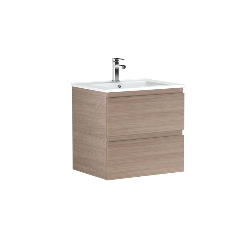 CB HOME 24''/30''/36''/48''/60'' Wall Mounted Bathroom Vanity with Sink, OAK Floating Bathroom Vanity Cabinet with Sink,Drawers.