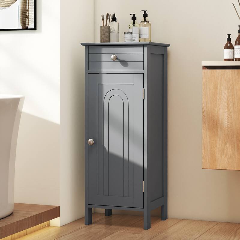 Costway Bathroom Floor Cabinet Storage Organizer Free-Standing with - See details