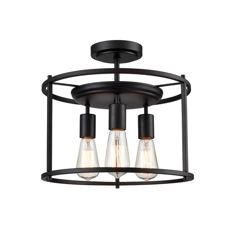 Toscani Industrial Black Semi Flush Ceiling 3-Lights - Matte Black